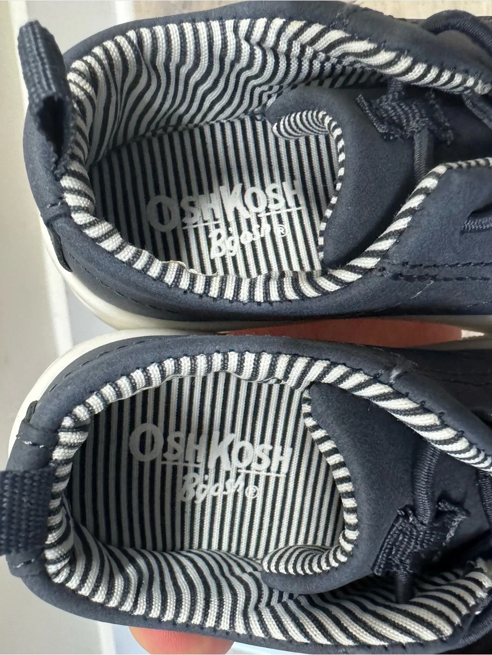 OshKosh B'gosh Navy and White Striped Lined Kids Lace-Up Sneakers